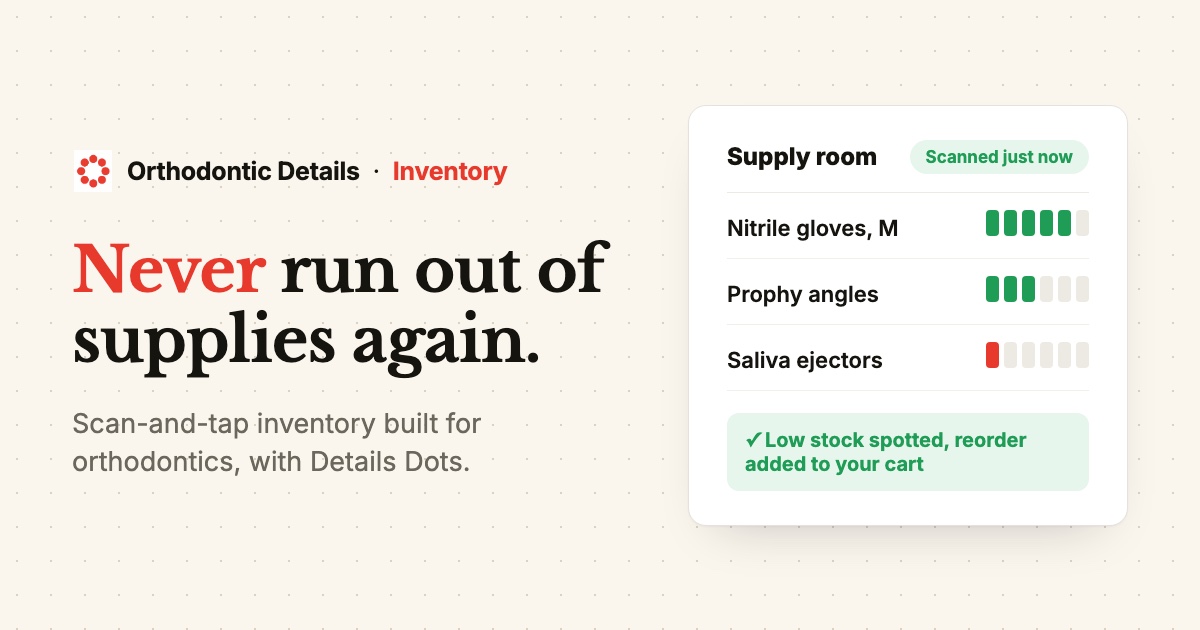 Spoke Inventory Inventory Management · Orthodontic Details